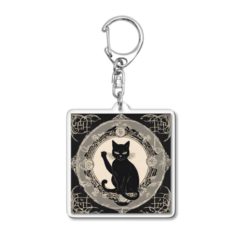 黒猫　招き猫2 Acrylic Key Chain