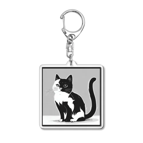 白黒猫 Acrylic Key Chain