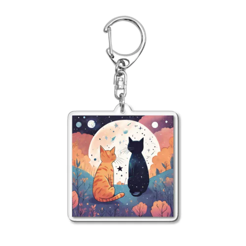 にゃんこのお月見 Acrylic Key Chain