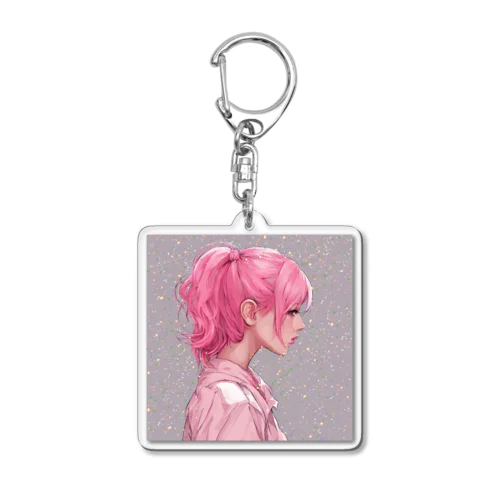 ピンク髪の彼女 Acrylic Key Chain