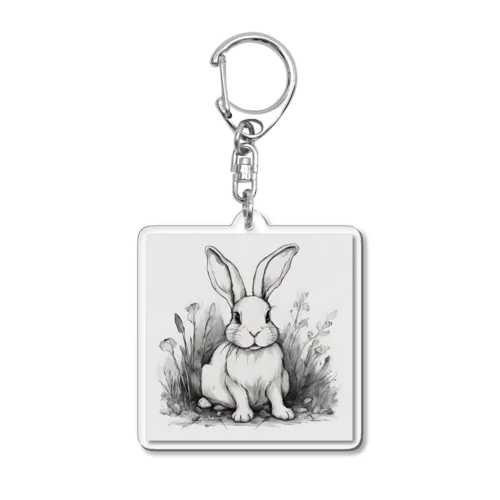 休んでいるウサギ Acrylic Key Chain