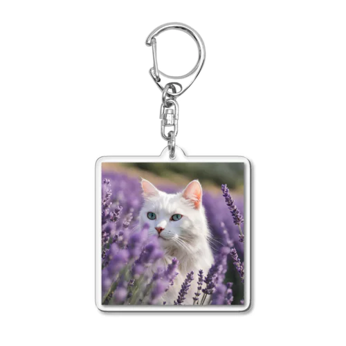 ラベンダー猫 Acrylic Key Chain