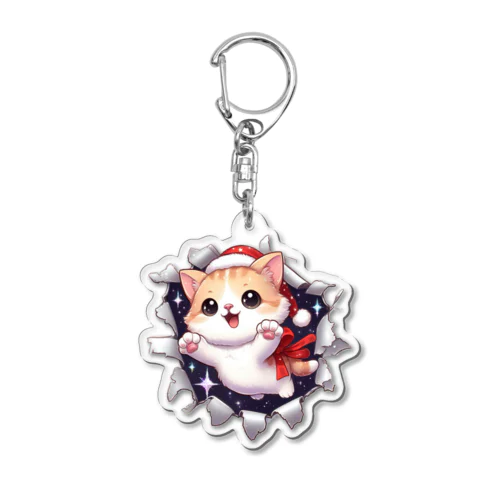 飛び出す猫クリスマスver Acrylic Key Chain