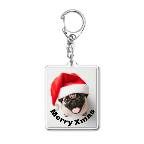 Xmas Pug Acrylic Key Chain