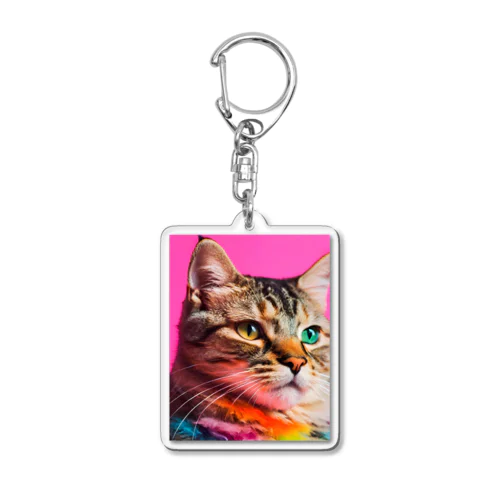 カラフルな猫 Acrylic Key Chain