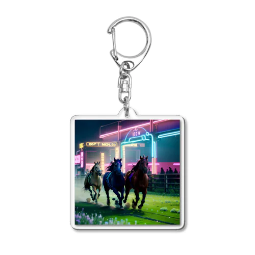 駆け抜けていく馬達 Acrylic Key Chain