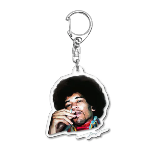 ジミヘン ジミヘンドリックス Jimi Hendrix イラスト 絵 ロック ギター ギターリスト ブルース Acrylic Key Chain
