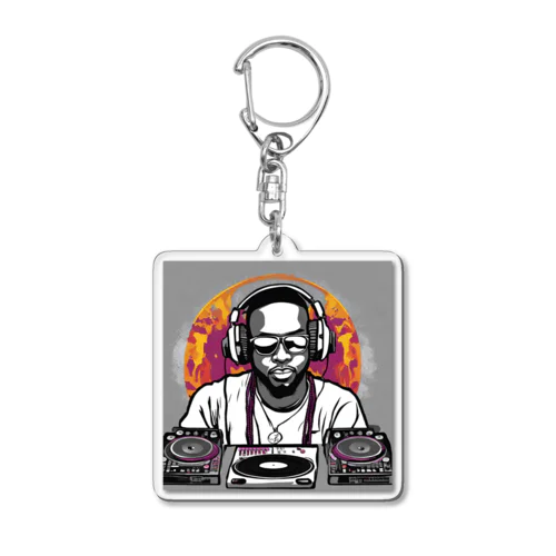 クラブでミキサー回すDJ Acrylic Key Chain