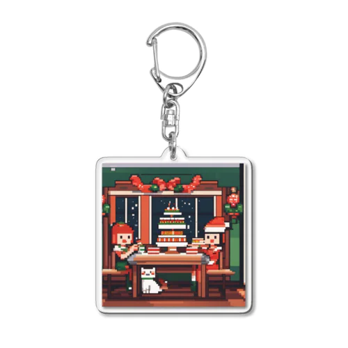 クリスマスパーティ　ドット絵 Acrylic Key Chain