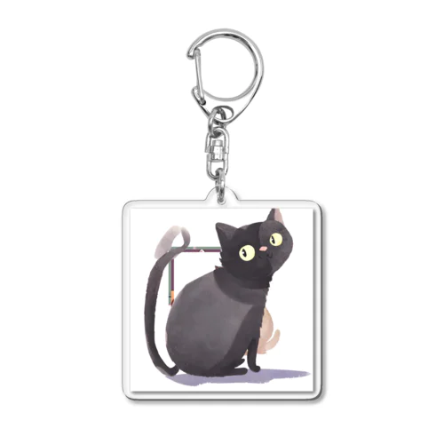 黒猫が見つめてくる？ Acrylic Key Chain