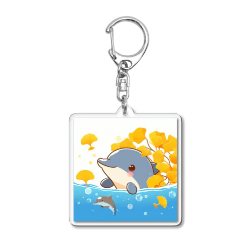 イチョウと海のイルカ Acrylic Key Chain