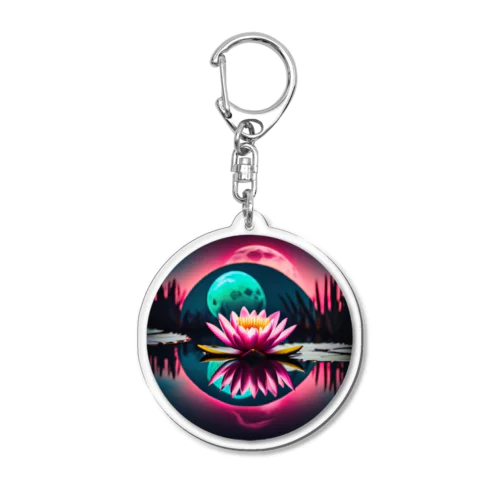 RetrowaveFlower-睡蓮- Acrylic Key Chain