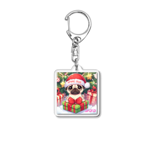 Xmas PUG Acrylic Key Chain