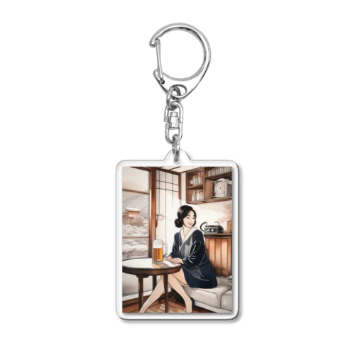 日本人女性冬ビール Acrylic Key Chain