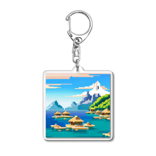 ドット　ボラボラ島のオーバーウォーターバンガロー Acrylic Key Chain