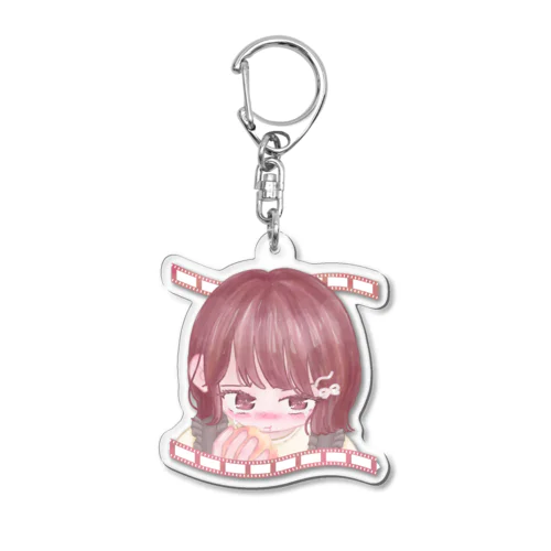 一人で桃食べる女の子 Acrylic Key Chain