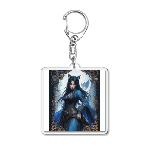 「狐魔女の蒼き炎」 ： "The Azure Flames of the Fox Witch" Acrylic Key Chain