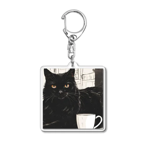 黒猫とコーヒー③ Acrylic Key Chain