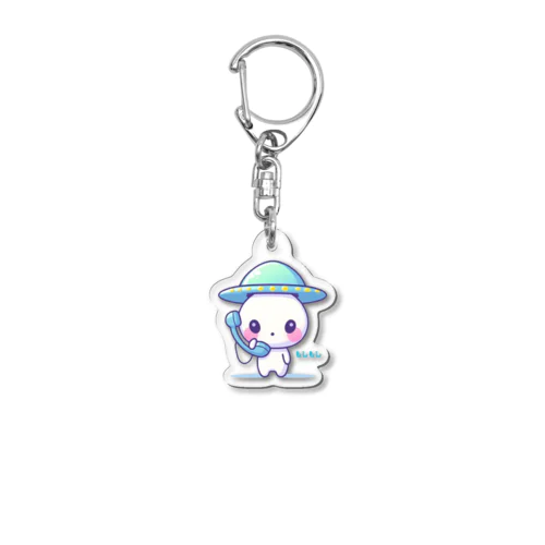 宇宙人の子どもが電話している Acrylic Key Chain