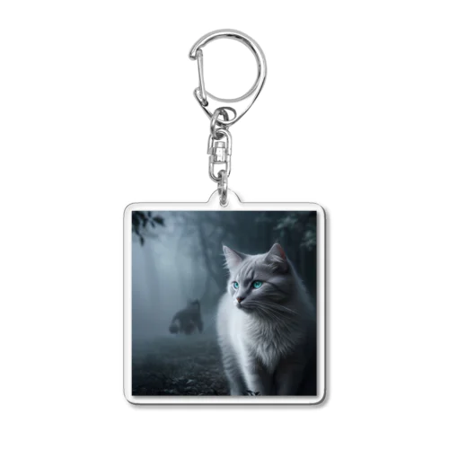 「境界を見つめる猫の眼差し」 Acrylic Key Chain