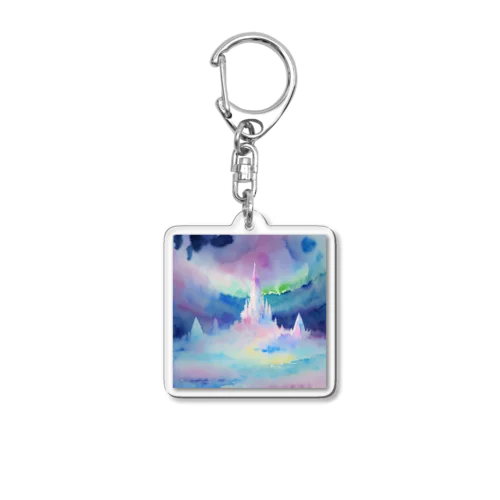 オーロラの下に輝く結晶の城 Acrylic Key Chain