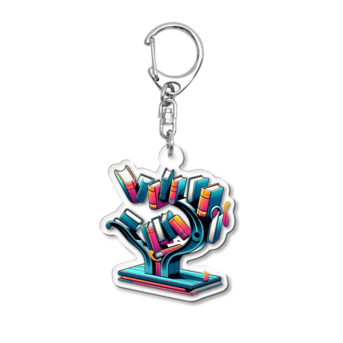 イリュージョンブックエンド - 本のバランスアート Acrylic Key Chain