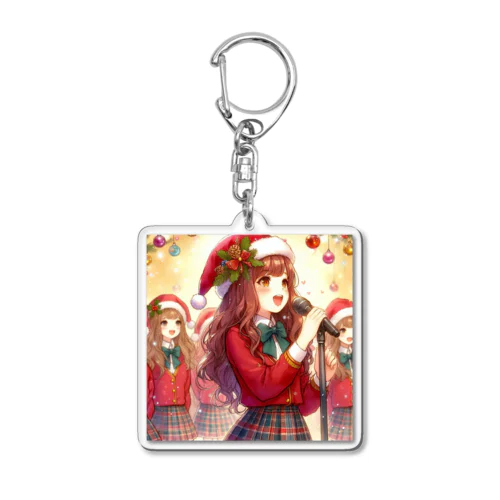 クリスマスに歌う女性 Acrylic Key Chain