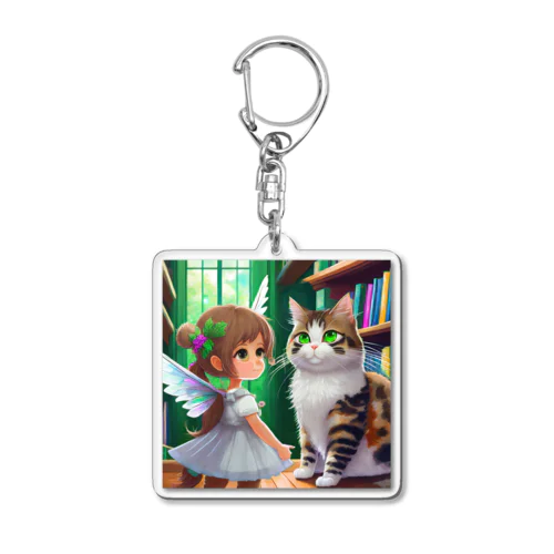 図書室の番猫と妖精 Acrylic Key Chain