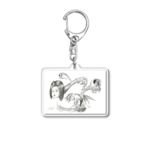 『根古水ヒメの妖カイ画』3.ロクロクビ Acrylic Key Chain