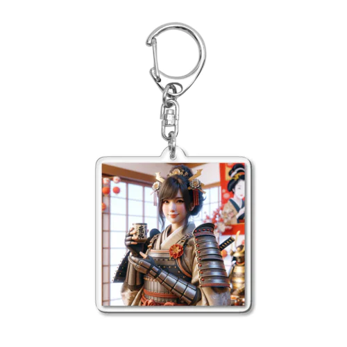 呑(どん)女武士の正月 Acrylic Key Chain