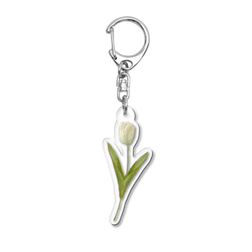 Cream Tulip Acrylic Key Chain