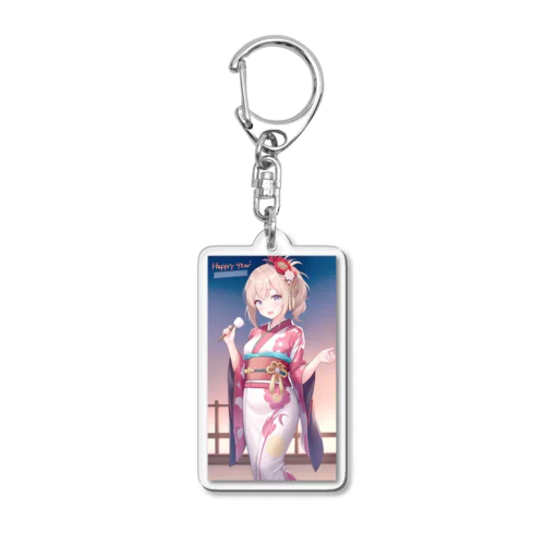 着物の女の子(お正月) Acrylic Key Chain