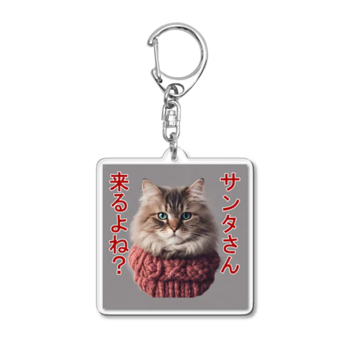 サンタを信じてる猫 Acrylic Key Chain