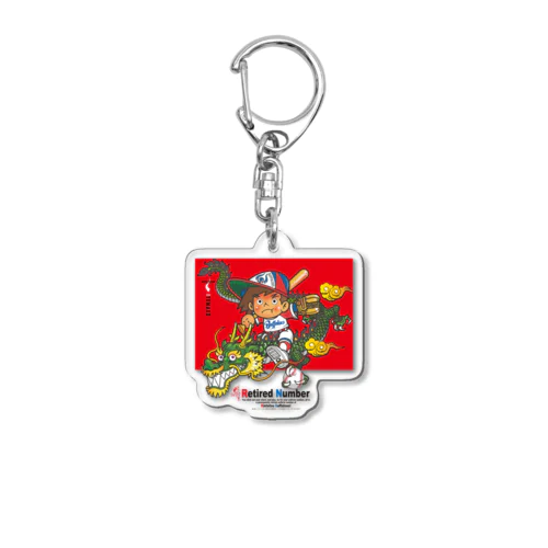 2024／龍に跨がるバッファ君（赤） Acrylic Key Chain