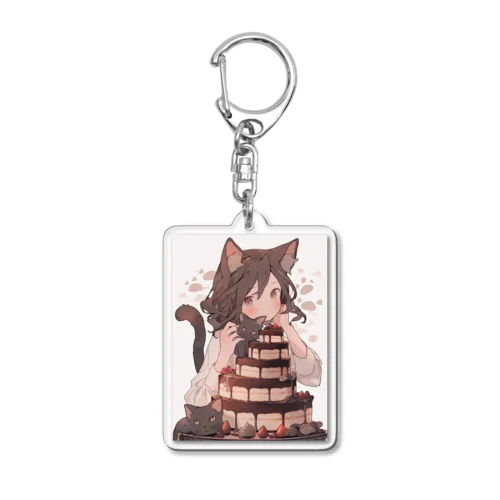 ネコちゃんとチョコレートケーキ Acrylic Key Chain