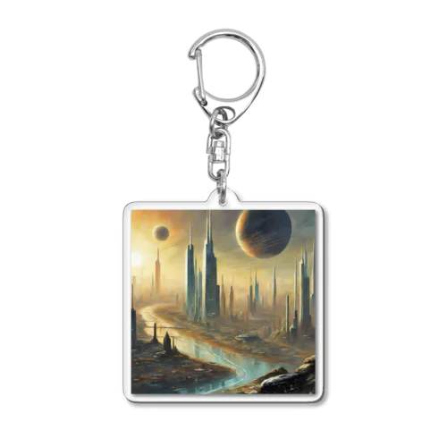 惑星と近未来都市 Acrylic Key Chain