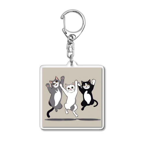 ジャンプしている3匹の猫 Acrylic Key Chain