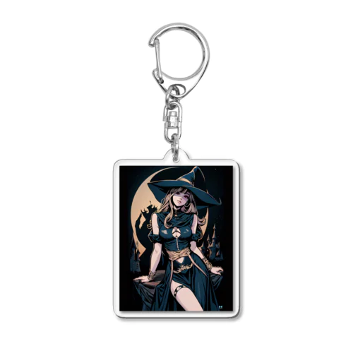 青いマントのブロンド魔女 Acrylic Key Chain