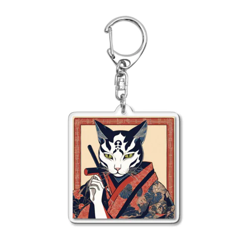 着物を着た和風猫 Acrylic Key Chain