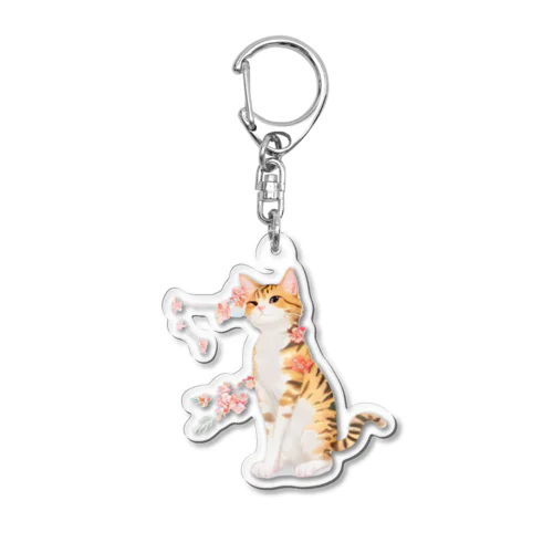 花となるねこ Acrylic Key Chain