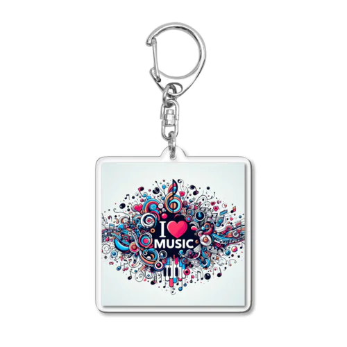 I love music. Acrylic Key Chain