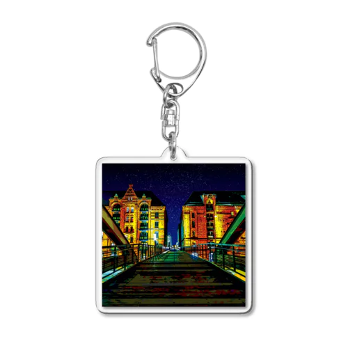 ドイツ シュパイヒャーシュタットの夜 Acrylic Key Chain