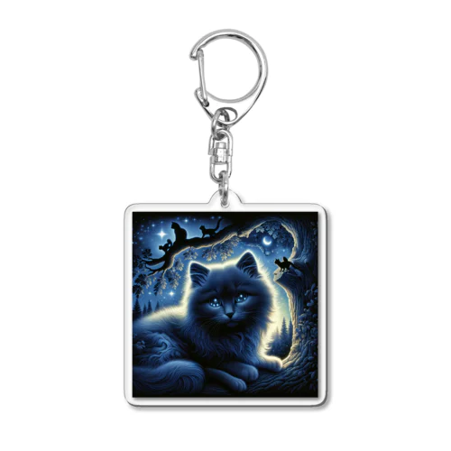 黒猫と夜空 Acrylic Key Chain