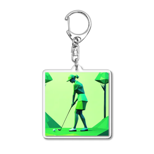 ゴルフしている美人 Acrylic Key Chain