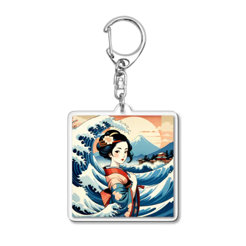 神奈川沖美女 Acrylic Key Chain