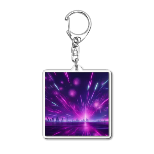 常に花火が打ち上げられている花火宇宙 Acrylic Key Chain