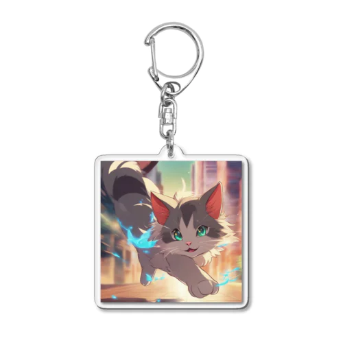 異能の力を放つ猫 Acrylic Key Chain