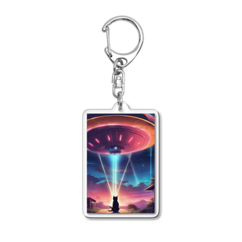 UFOに遭遇!? 不思議な猫のキャトルミューティレーション！👽🐱✨ Acrylic Key Chain