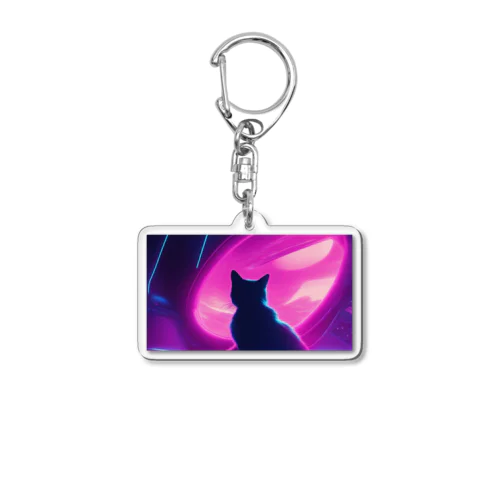 空に思いはせる猫 Acrylic Key Chain