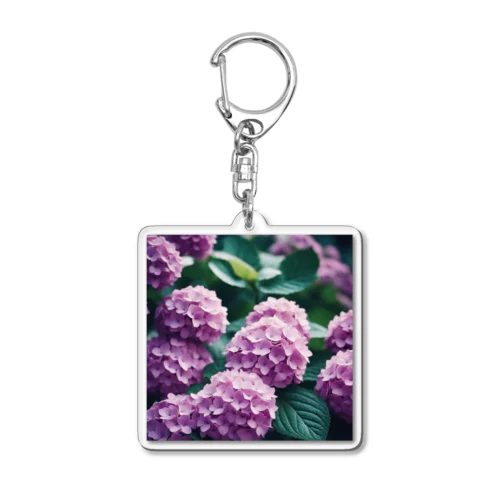 アジサイの球状の花房 Acrylic Key Chain